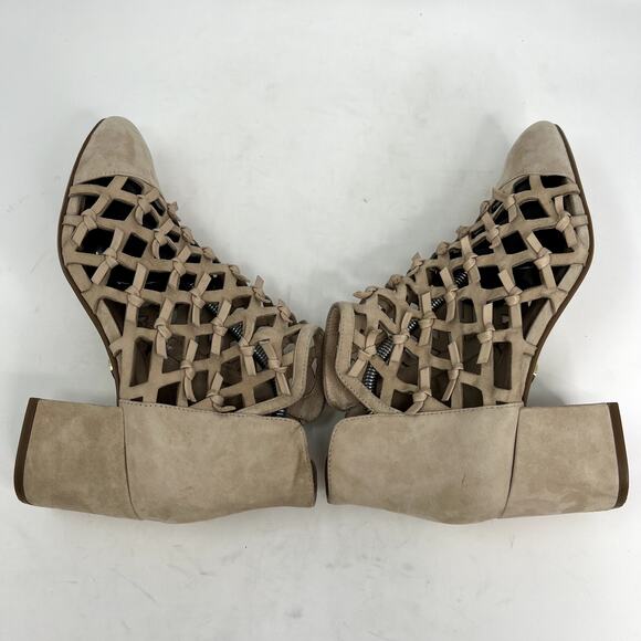 Ceceila New York Nessa Caged Suede Block Heel Booties Nude - Picture 5 of 9
